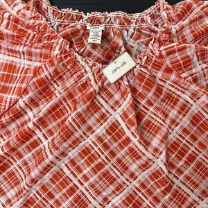 Covington Petite 100% Silk Women's Blouse Size S Orange White NWT